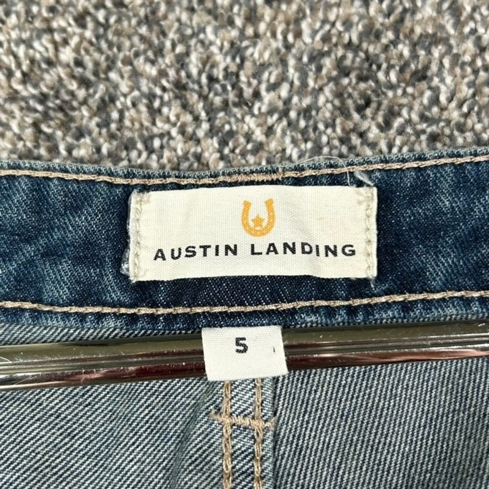 NEW Austin Landing Mid-rise Wide Leg Baggy Jeans Womens 5 Denim Cargo Pockets - Picture 8 of 16